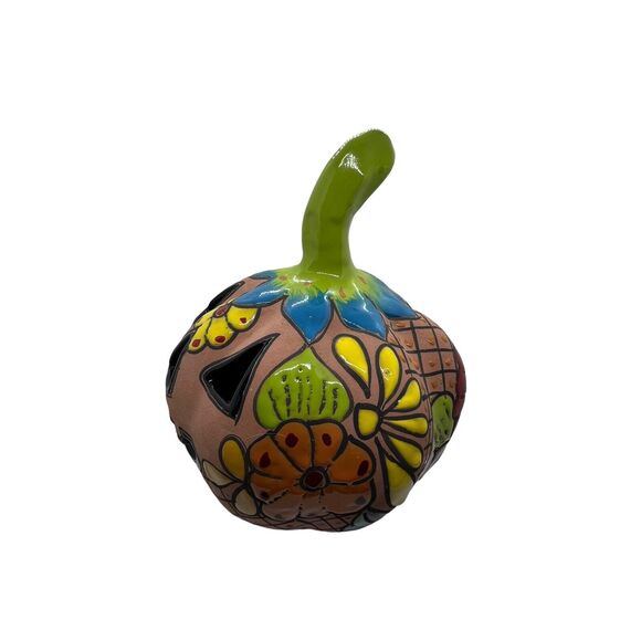 Talavera Mexican Pottery Jack O` Lantern Pumpkin Halloween Large Folk Art Decor - Picture 7 of 9